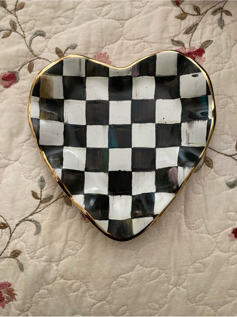 New MacKenzie-Childs Ceramic Hand Painted Heart Plate